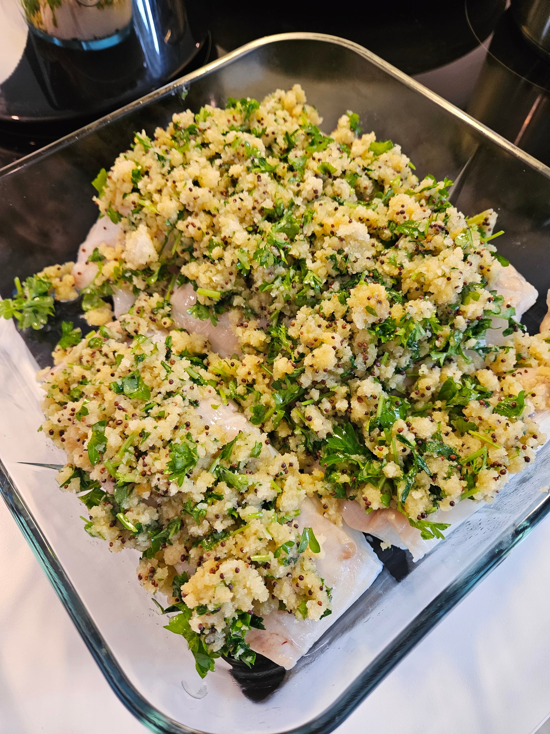 Ovnbagt havtaskefilet med brødkrumme
